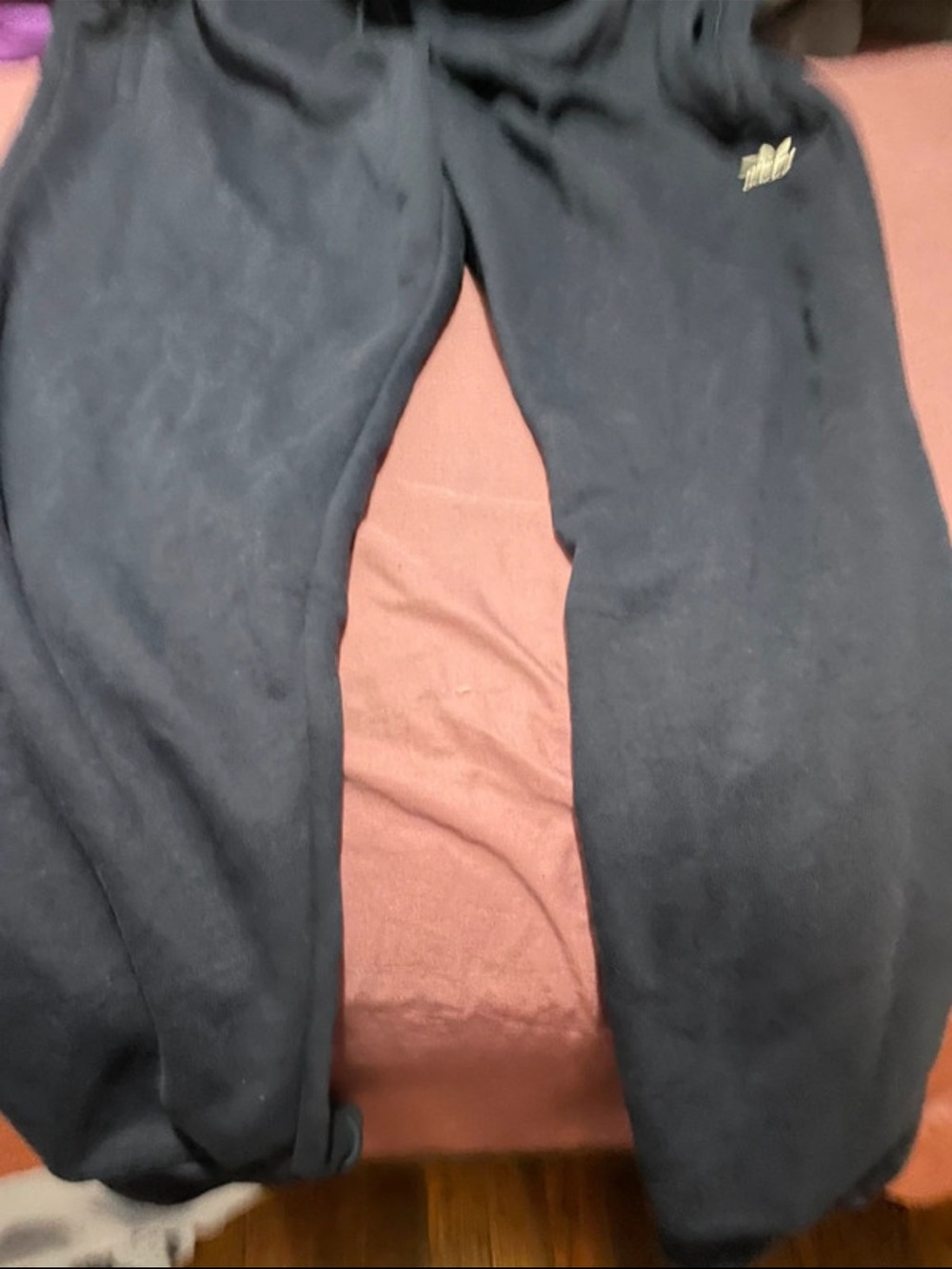 adidas Black Sweatpants with Small Gold Logo
